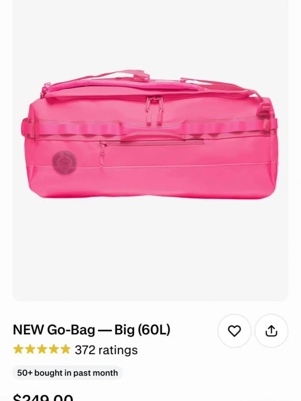 Go-Bag Big Travel Duffel Bag - Hot Pink - Picture 1 of 4